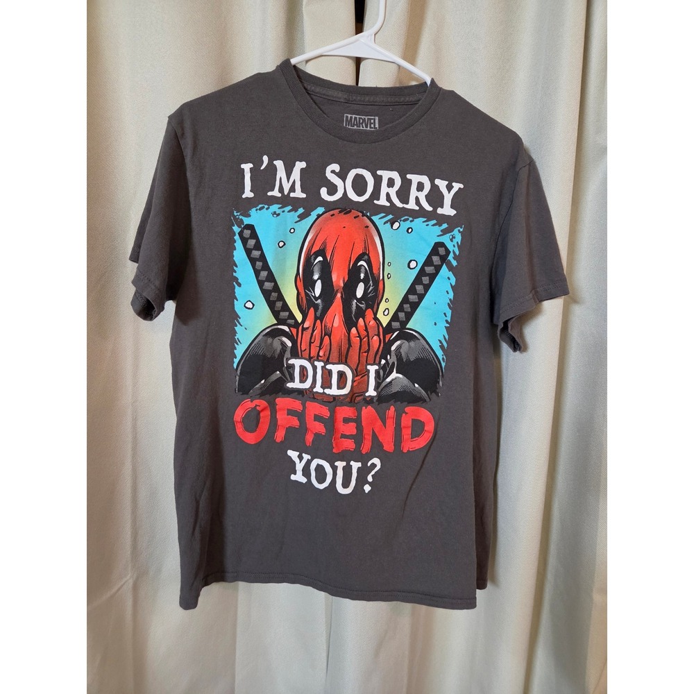 Marvel Deadpool Mens Graphic T-Shirt Gray I'm Sorry Did I Offend You Size M